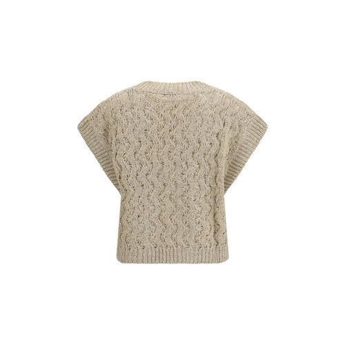 Brunello Cucinelli Brunello Cucinelli Beige Silk Sleeveles Sweater