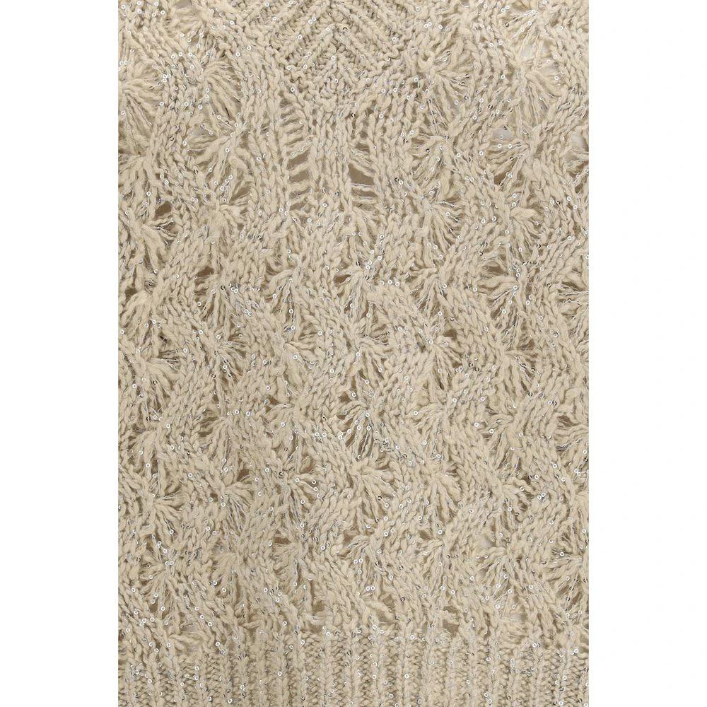 Brunello Cucinelli Beige Silk Sleeveles Sweater