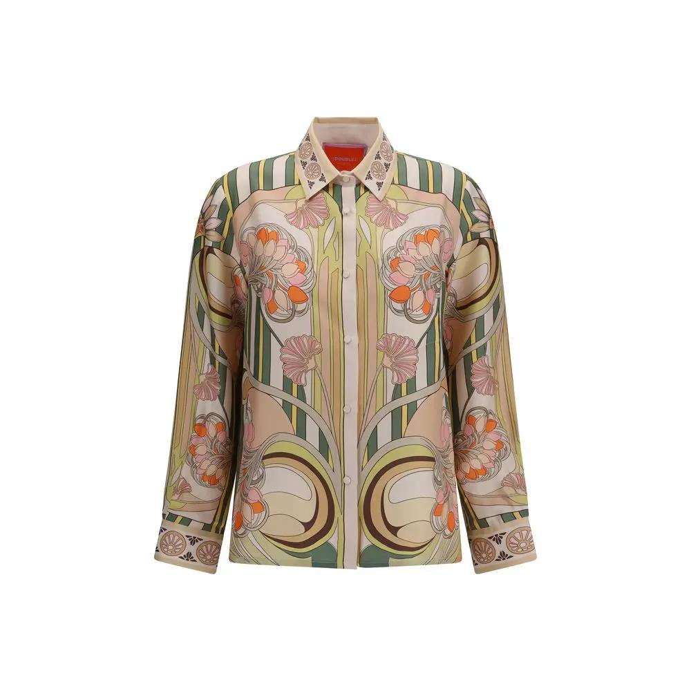 Chemise en soie à motif multicolore La Double J