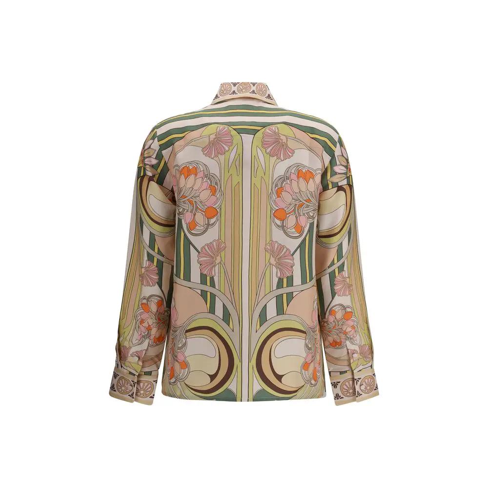 Chemise en soie à motif multicolore La Double J