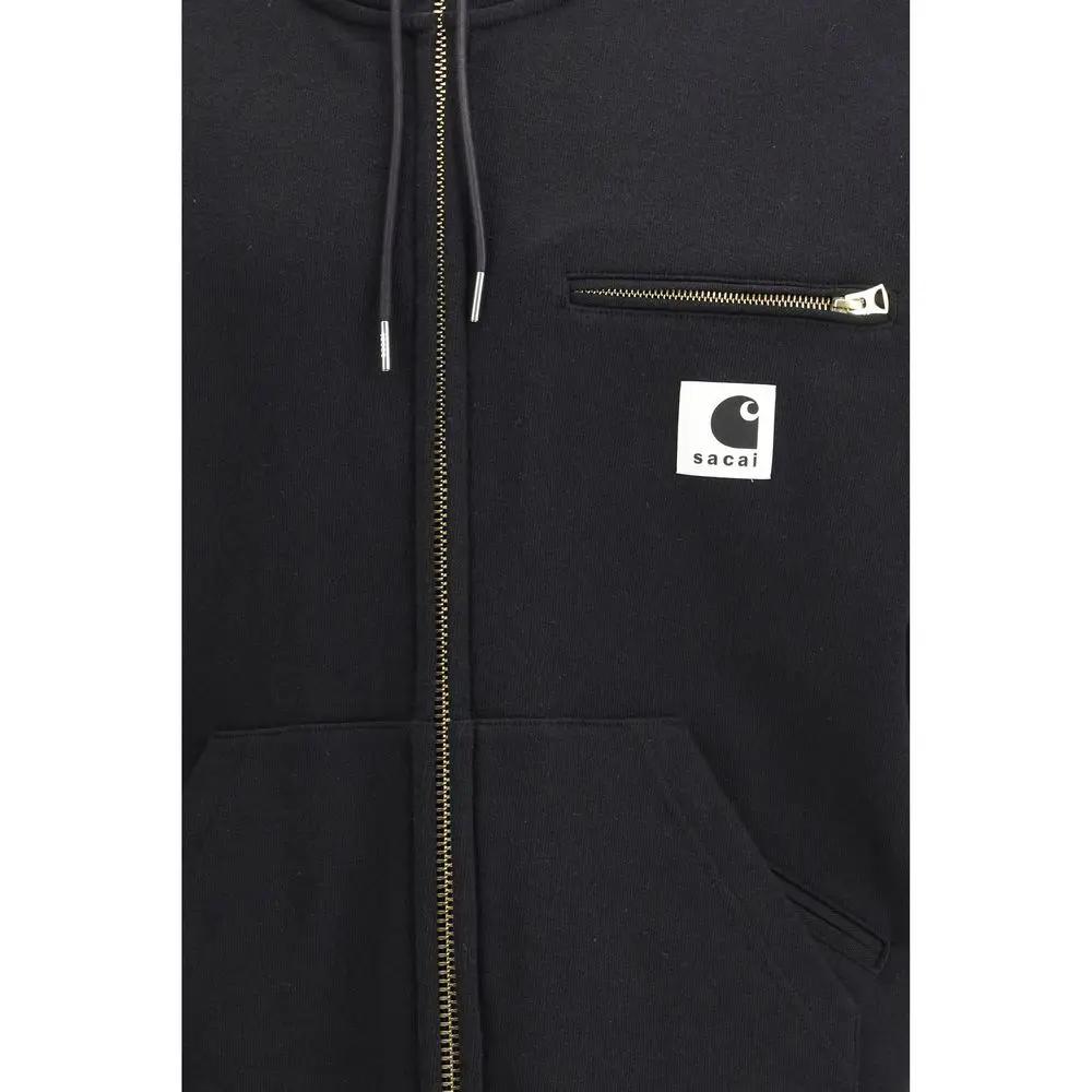 Sweat-shirt en coton noir Sacai
