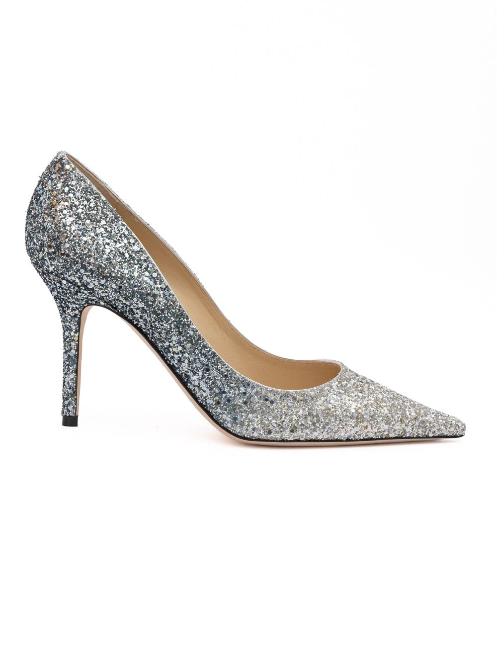 Escarpins Jimmy Choo Agnes argentés à paillettes grossières dégradées