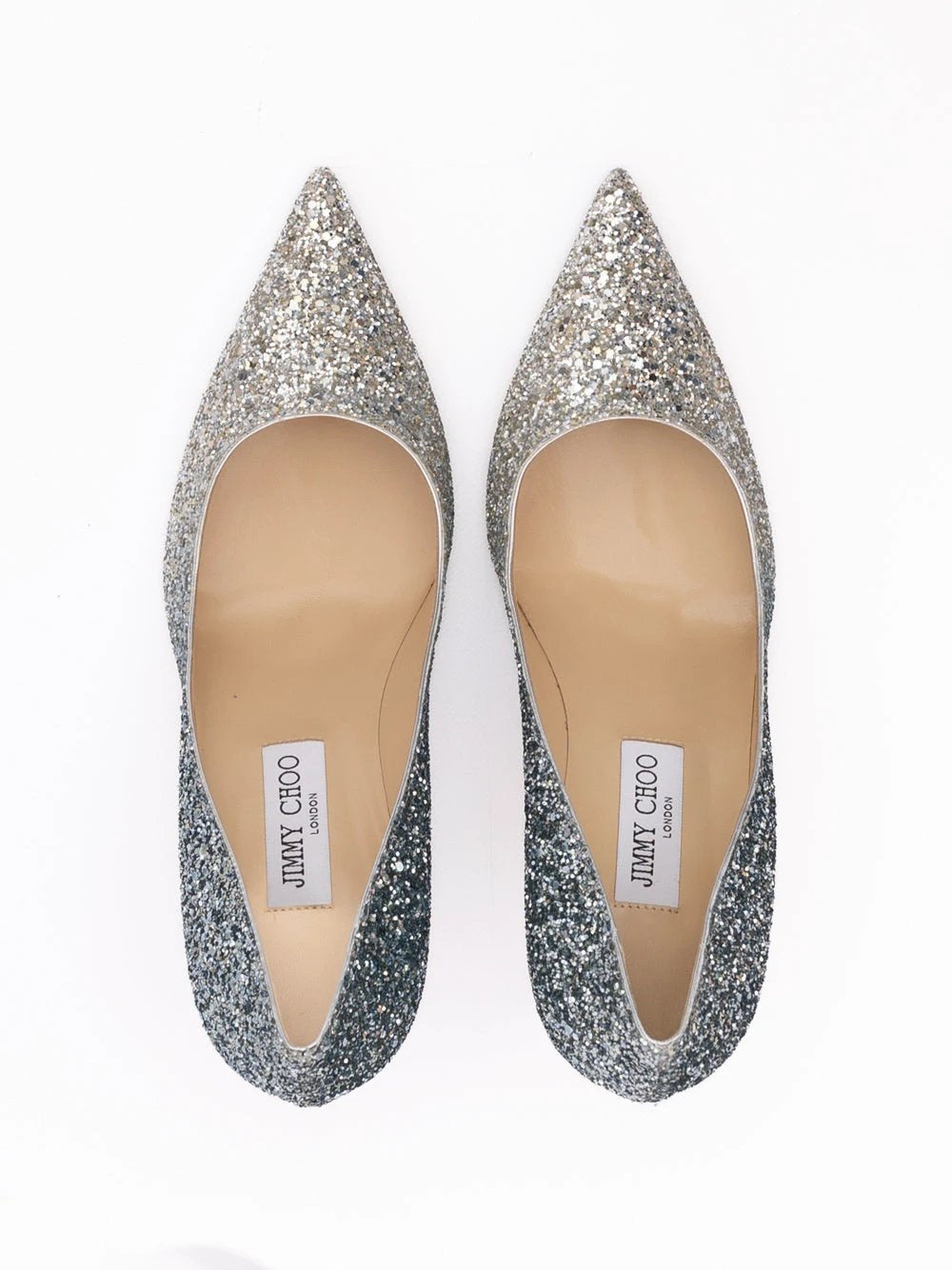 Escarpins Jimmy Choo Agnes argentés à paillettes grossières dégradées