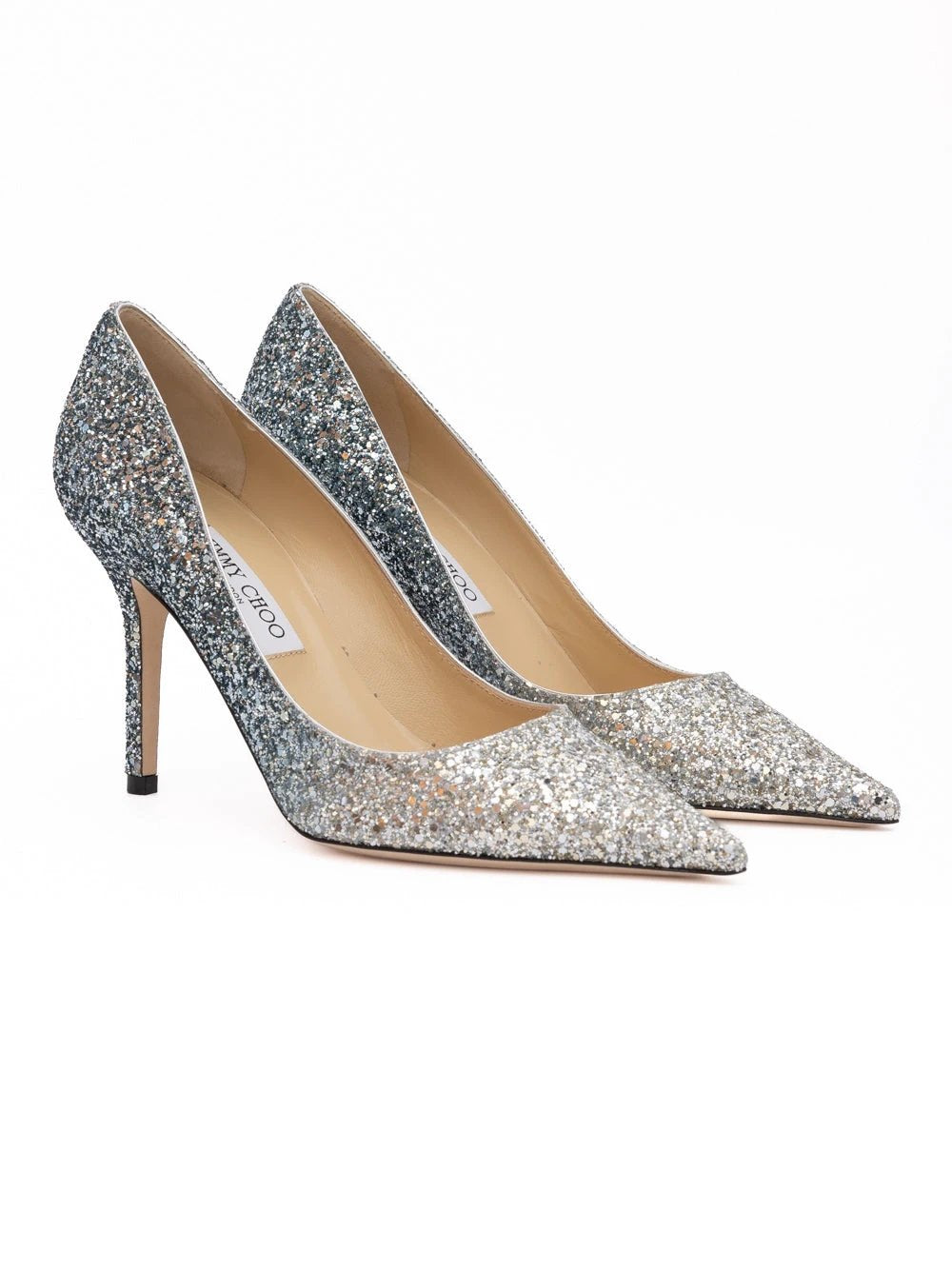 Escarpins Jimmy Choo Agnes argentés à paillettes grossières dégradées