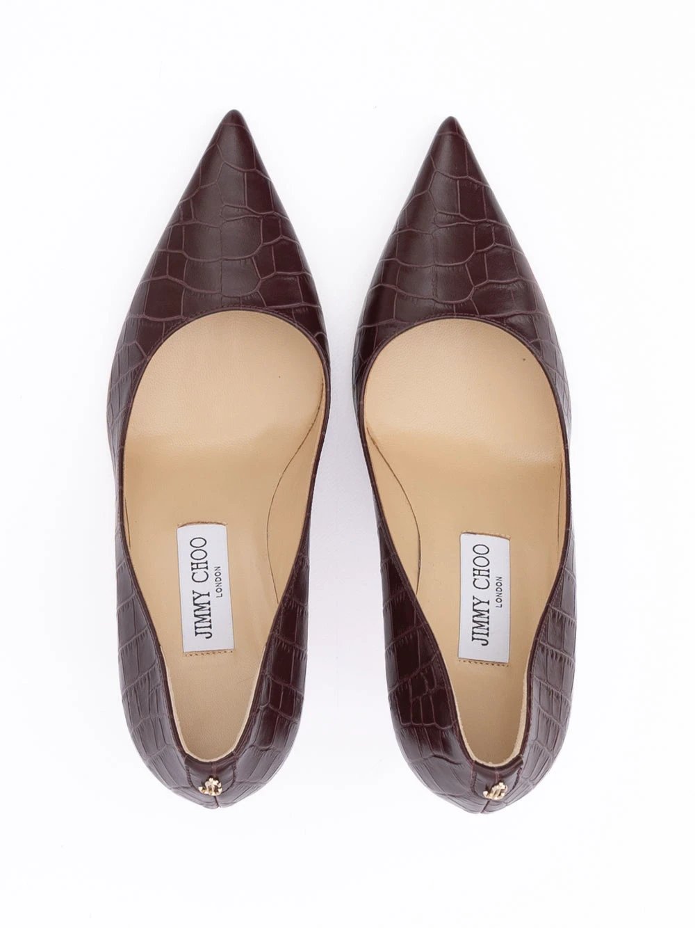 Escarpins Jimmy Choo Agnes en cuir bordeaux à motif croco