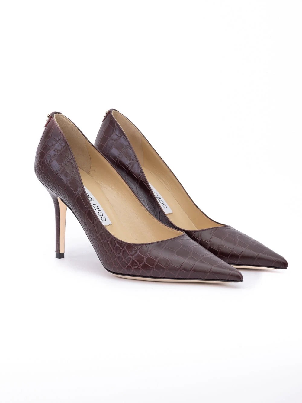Escarpins Jimmy Choo Agnes en cuir bordeaux à motif croco