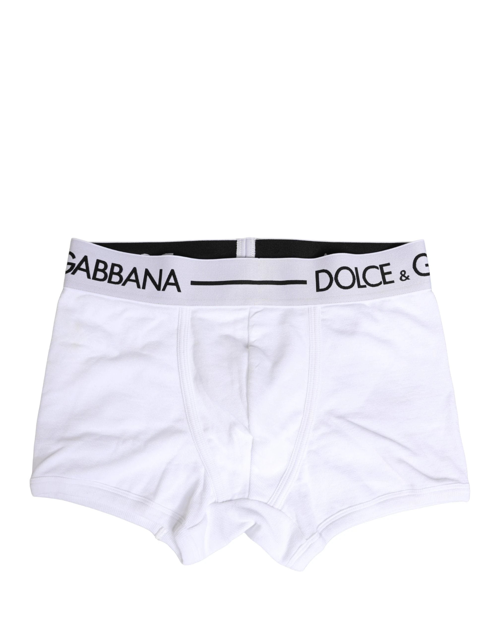 Caleçon Régulier Dolce & Gabbana Blanc avec Ceinture à Logo