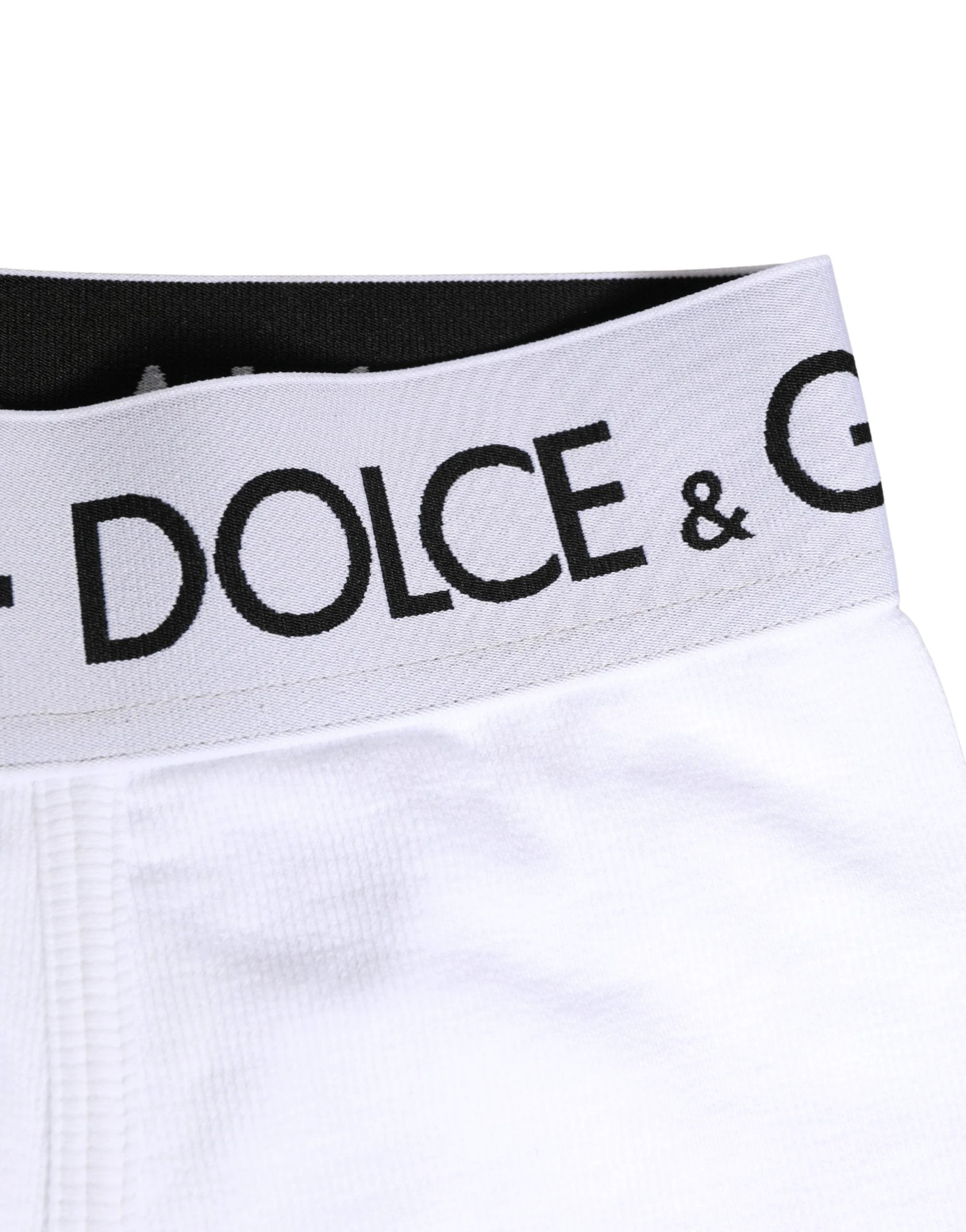 Caleçon Régulier Dolce & Gabbana Blanc avec Ceinture à Logo