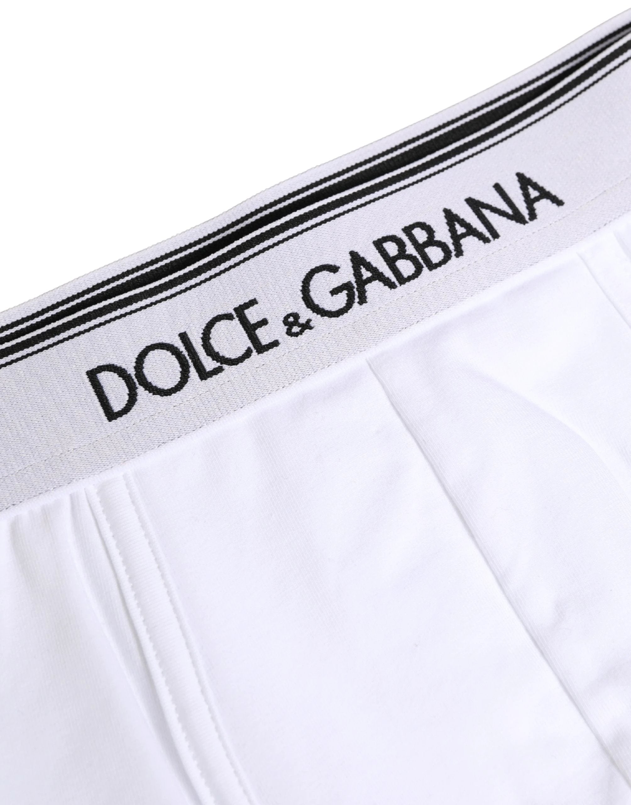 Dolce & Gabbana White Logo Waistband Cotton Boxer Underwear