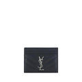 Porte-cartes cuir matelassé femme – Saint Laurent logo métal SS26