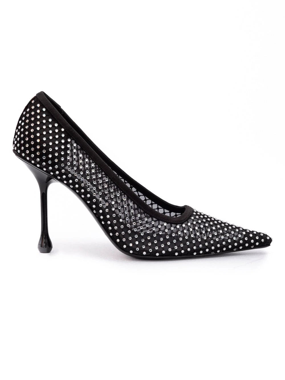 Escarpins Jimmy Choo Ixia 95 en satin noir et résille ornés de cristaux