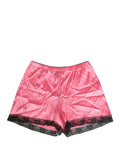 Dolce & Gabbana Short de pyjama en satin de soie rose avec dentelle