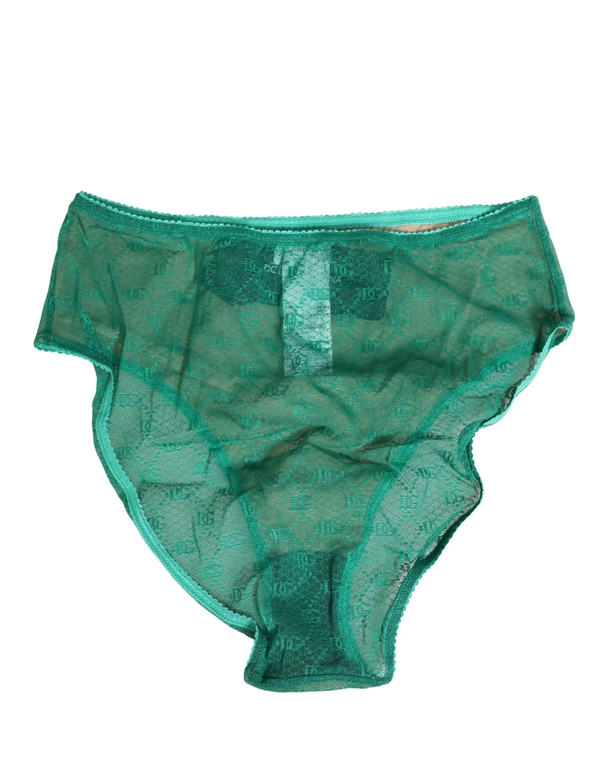 Dolce & Gabbana Culotte gainante en dentelle de nylon verte DG Lingerie