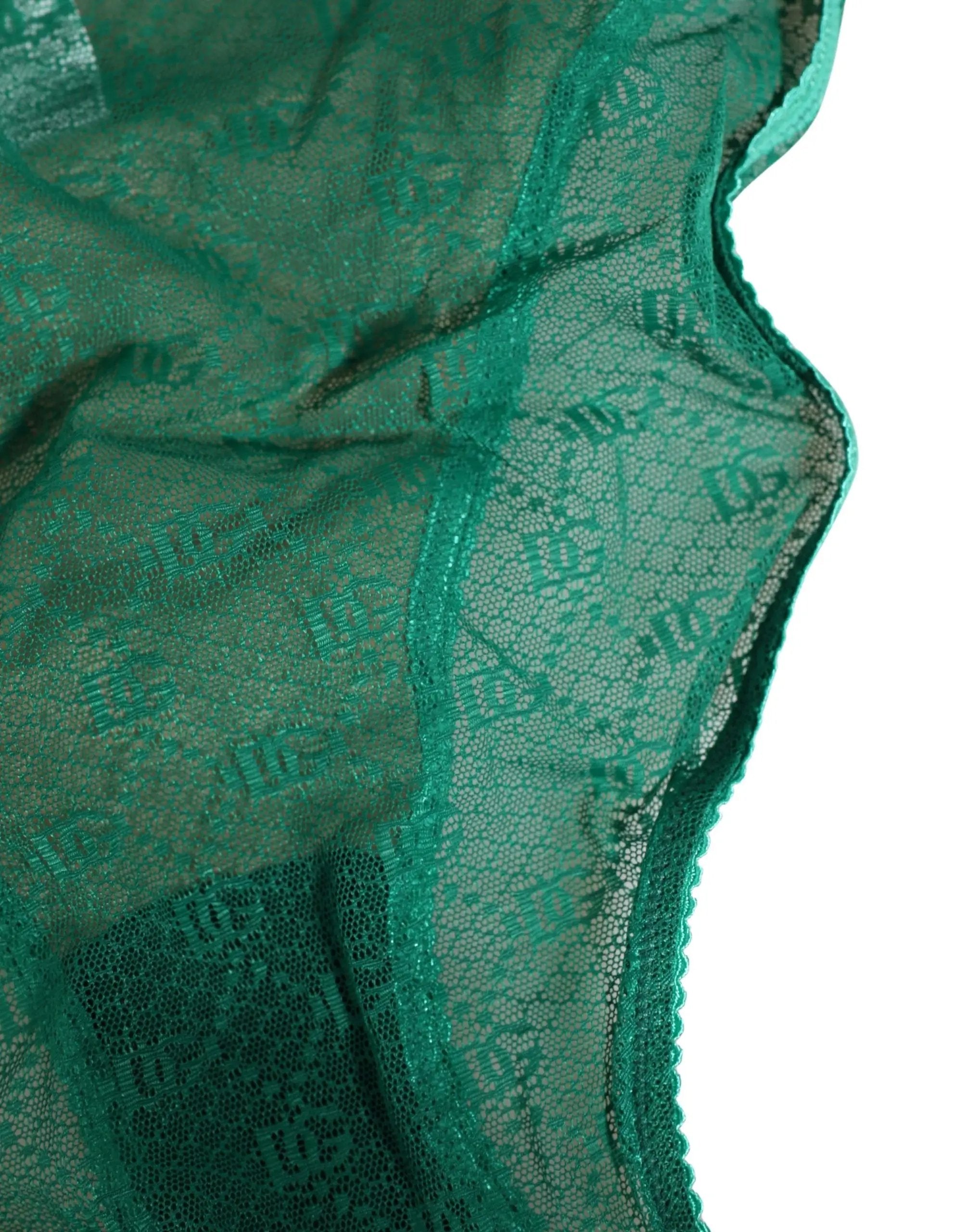 Dolce & Gabbana Culotte gainante en dentelle de nylon verte DG Lingerie