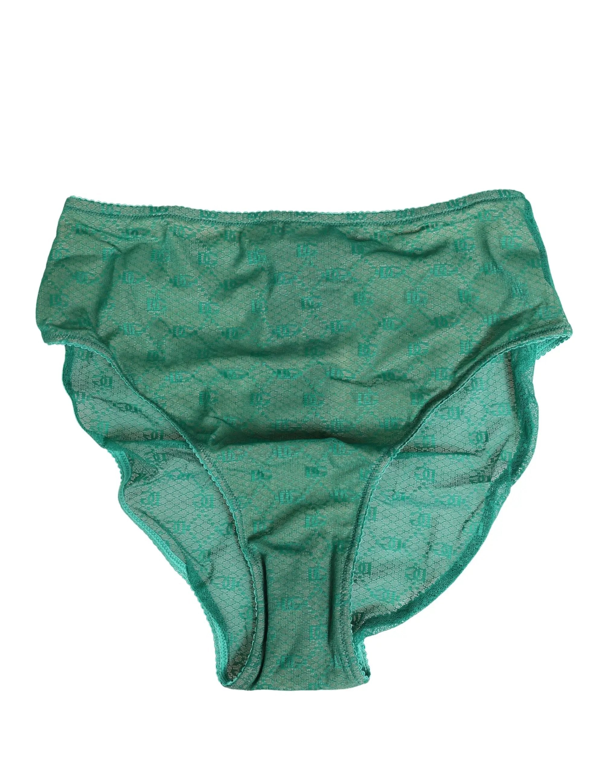 Dolce & Gabbana Culotte gainante en dentelle de nylon verte DG Lingerie