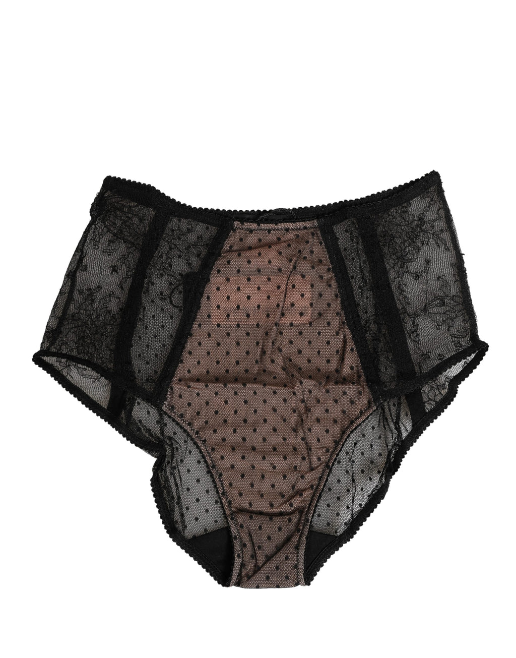 Culotte taille haute Dolce & Gabbana en dentelle transparente noire à pois