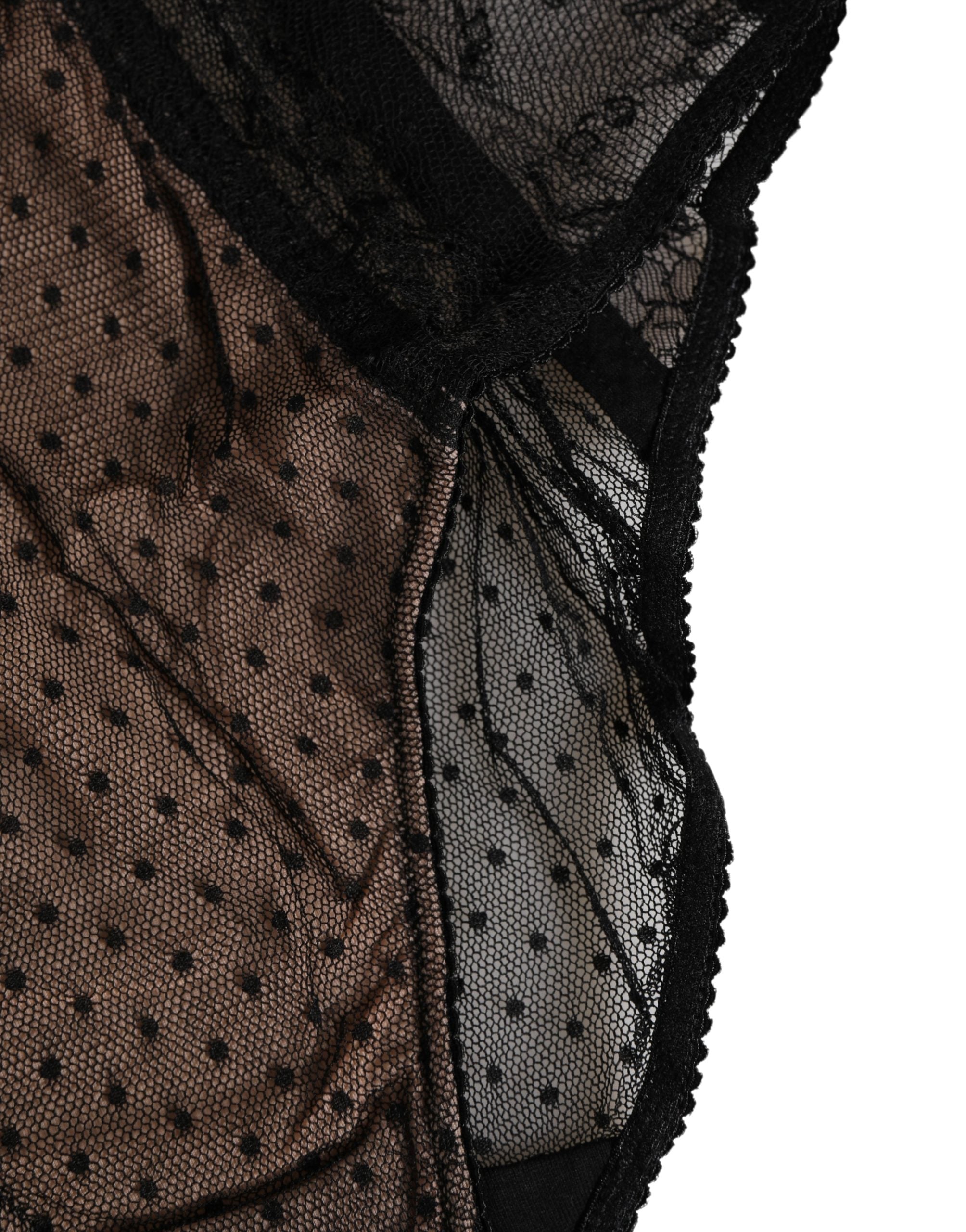 Culotte taille haute Dolce & Gabbana en dentelle transparente noire à pois