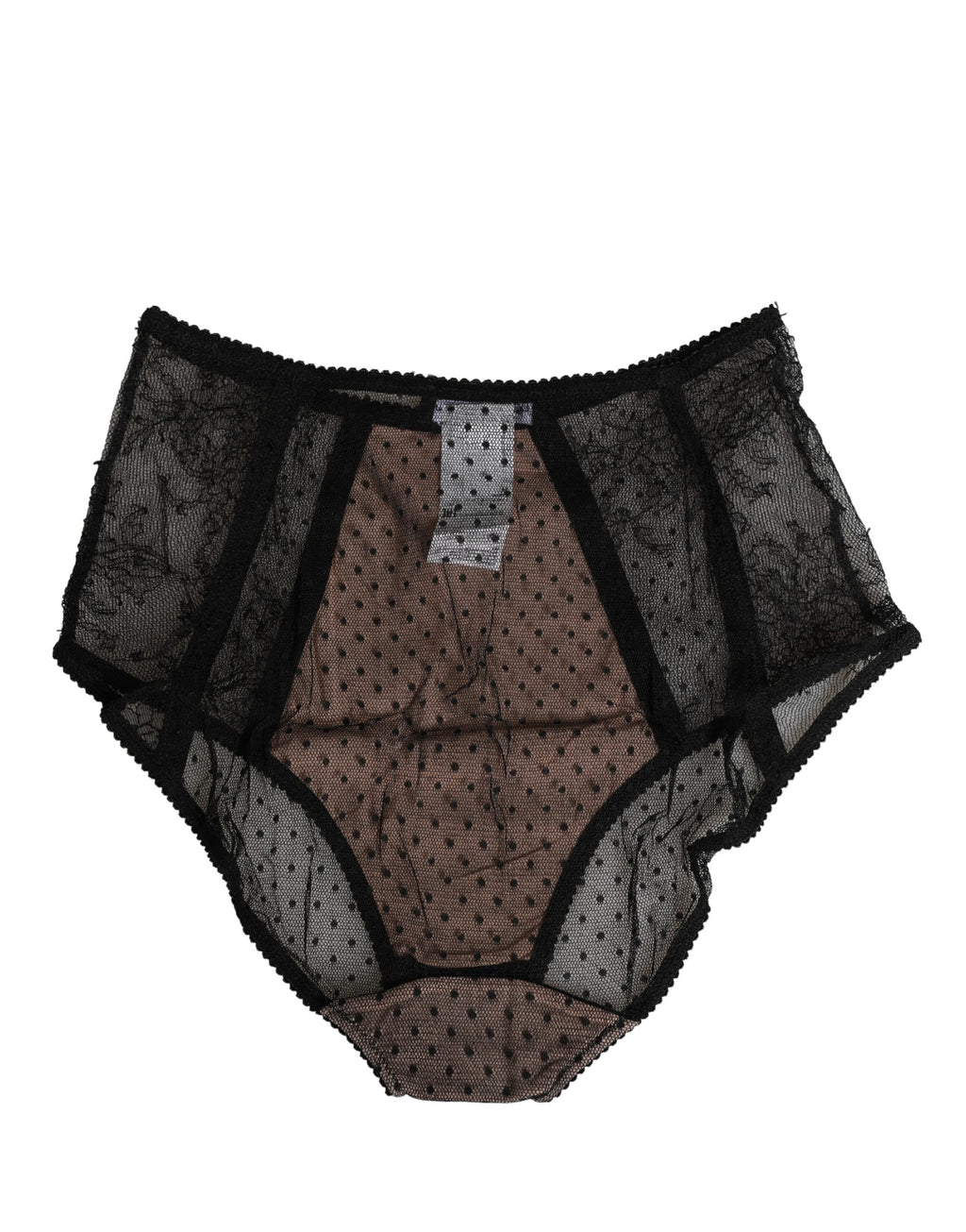 Culotte taille haute Dolce & Gabbana en dentelle transparente noire à pois