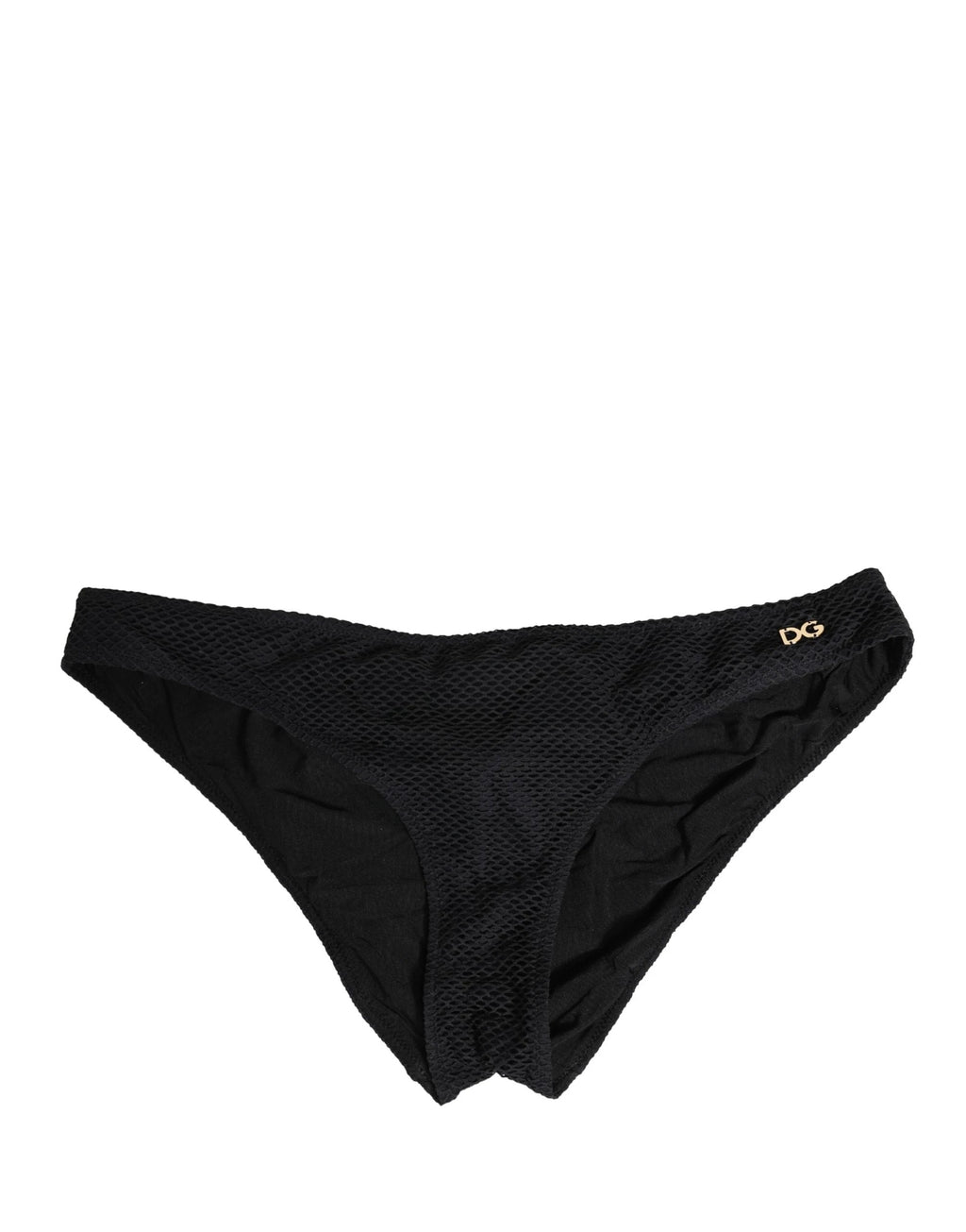 Slip Dolce & Gabbana en nylon noir avec logo DG et plaque, coupe classique