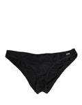 Slip Dolce & Gabbana en nylon noir avec logo DG et plaque, coupe classique