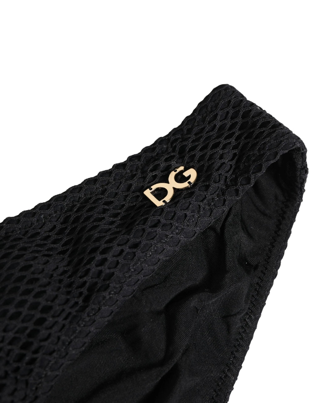 Slip Dolce & Gabbana en nylon noir avec logo DG et plaque, coupe classique