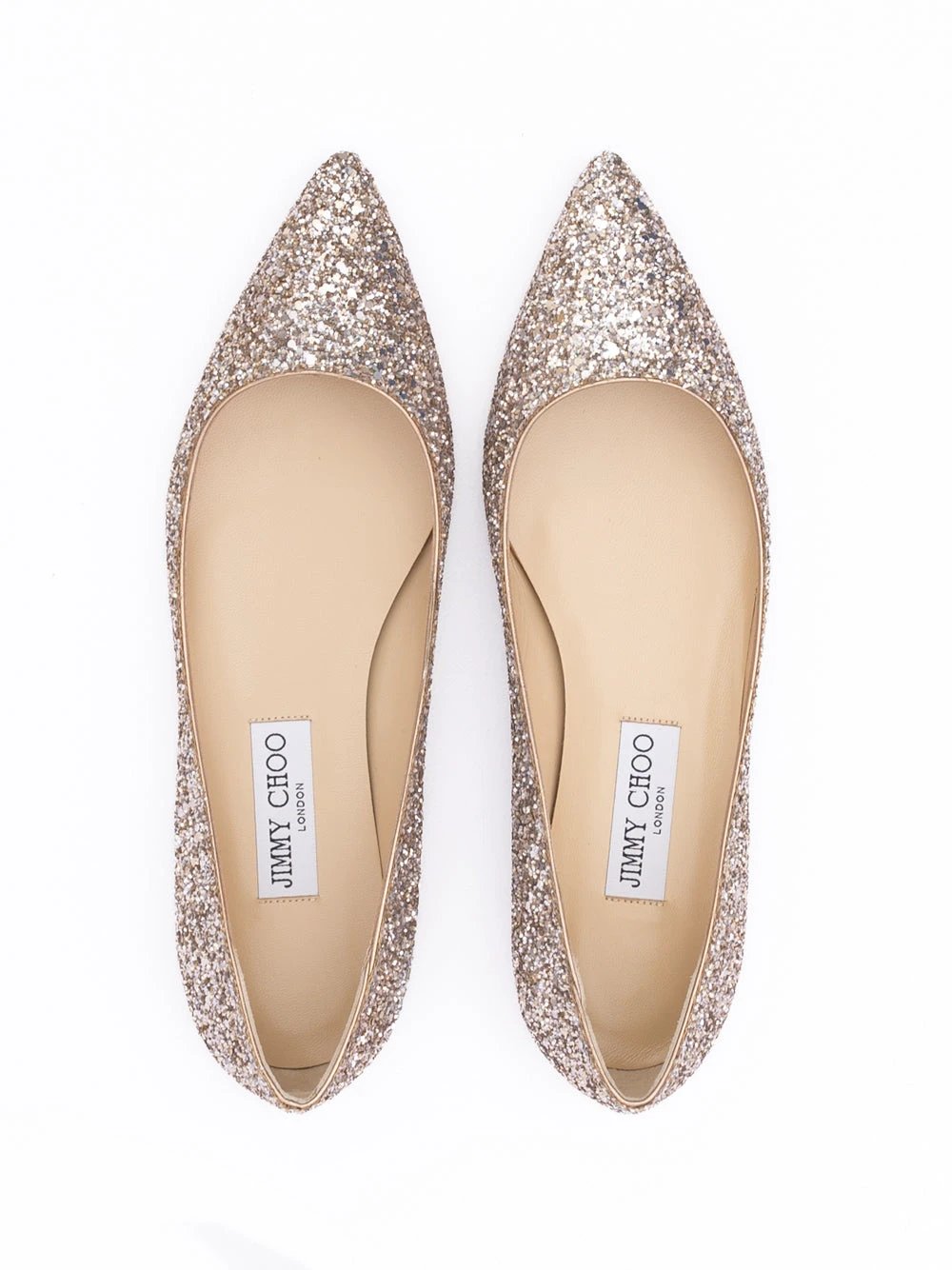 Ballerines Jimmy Choo Alina en tissu à paillettes or rose
