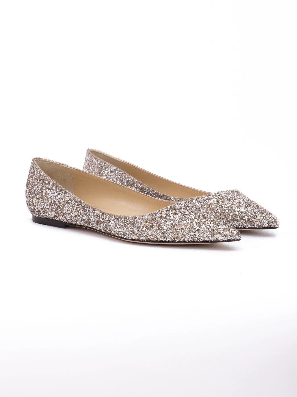Ballerines Jimmy Choo Alina en tissu à paillettes or rose
