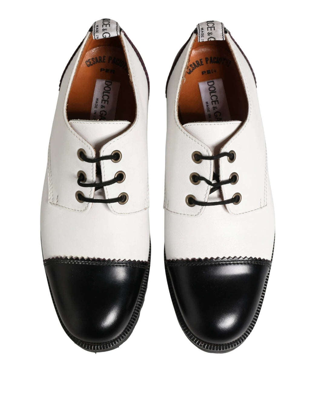 Chaussures Richelieu en Cuir Noir et Blanc Cesare Paciotti
