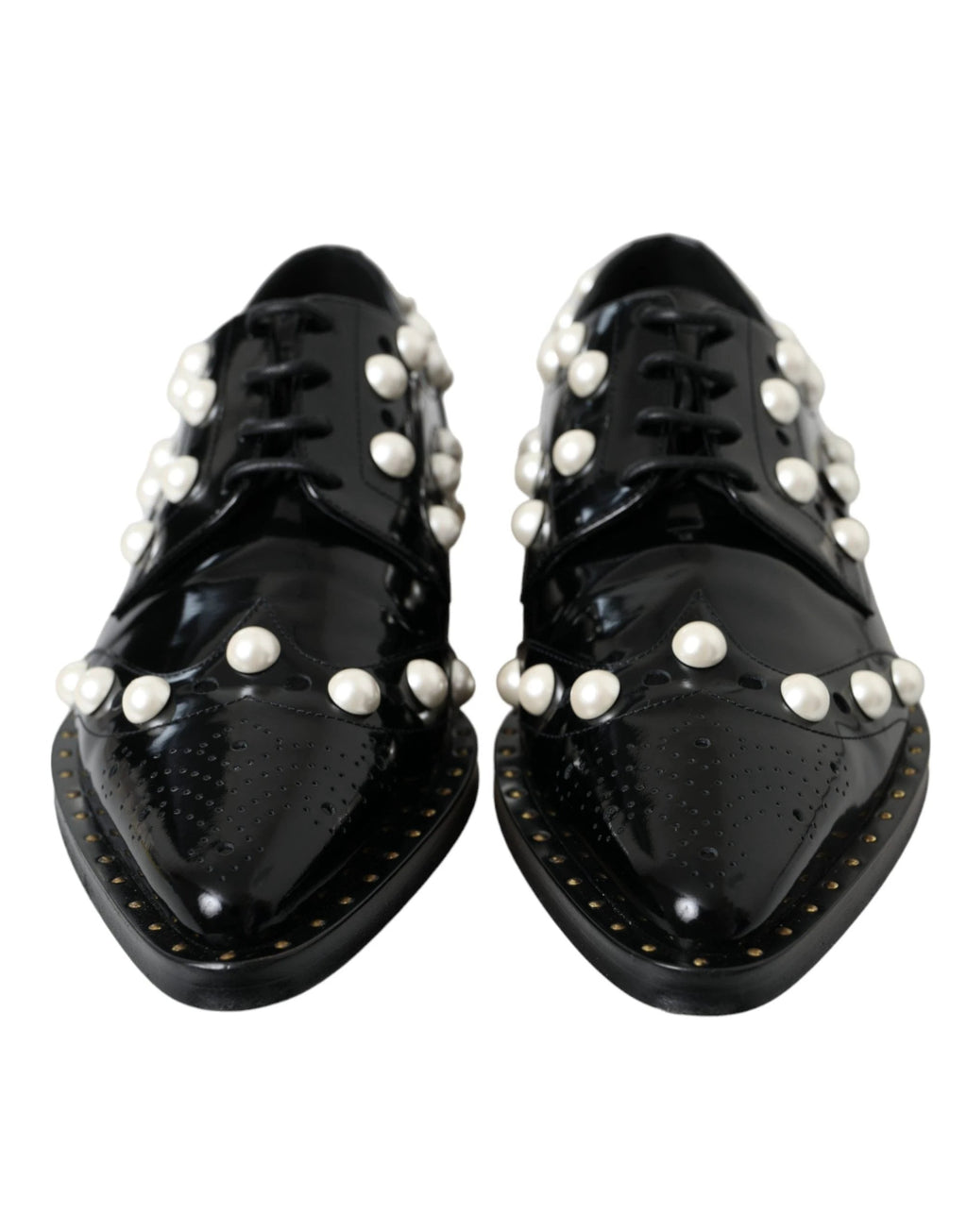 Chaussures Richelieu Dolce & Gabbana en cuir noir avec perles fantaisie