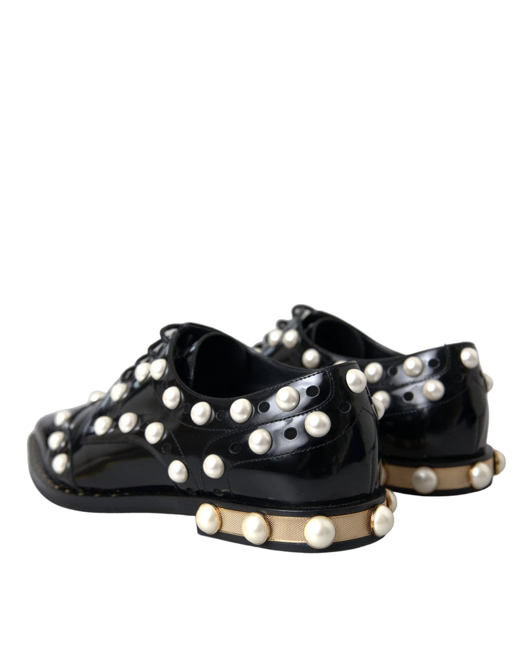 Chaussures Richelieu Dolce & Gabbana en cuir noir avec perles fantaisie
