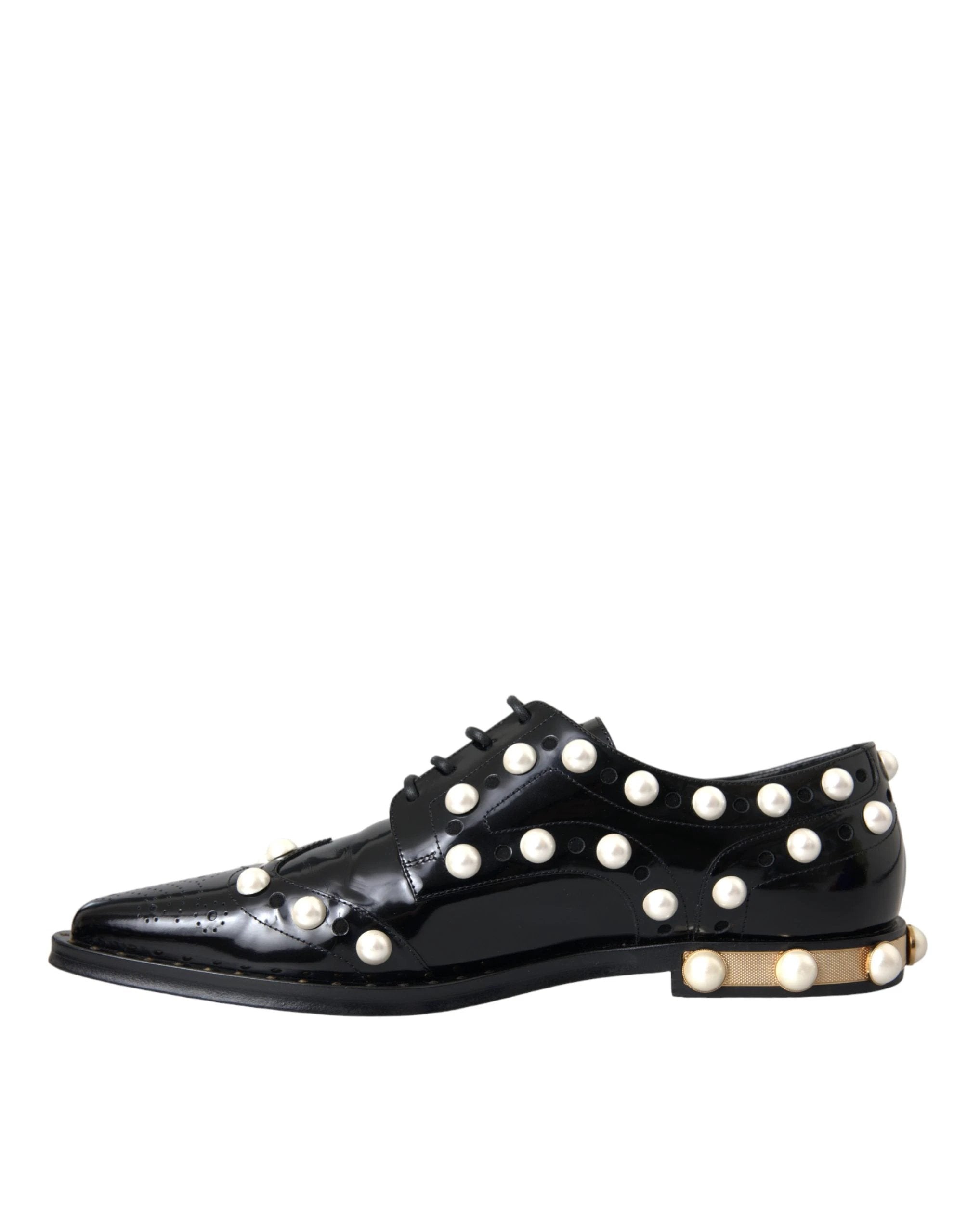 Chaussures Richelieu Dolce & Gabbana en cuir noir avec perles fantaisie
