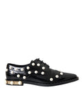Chaussures Richelieu Dolce & Gabbana en cuir noir avec perles fantaisie