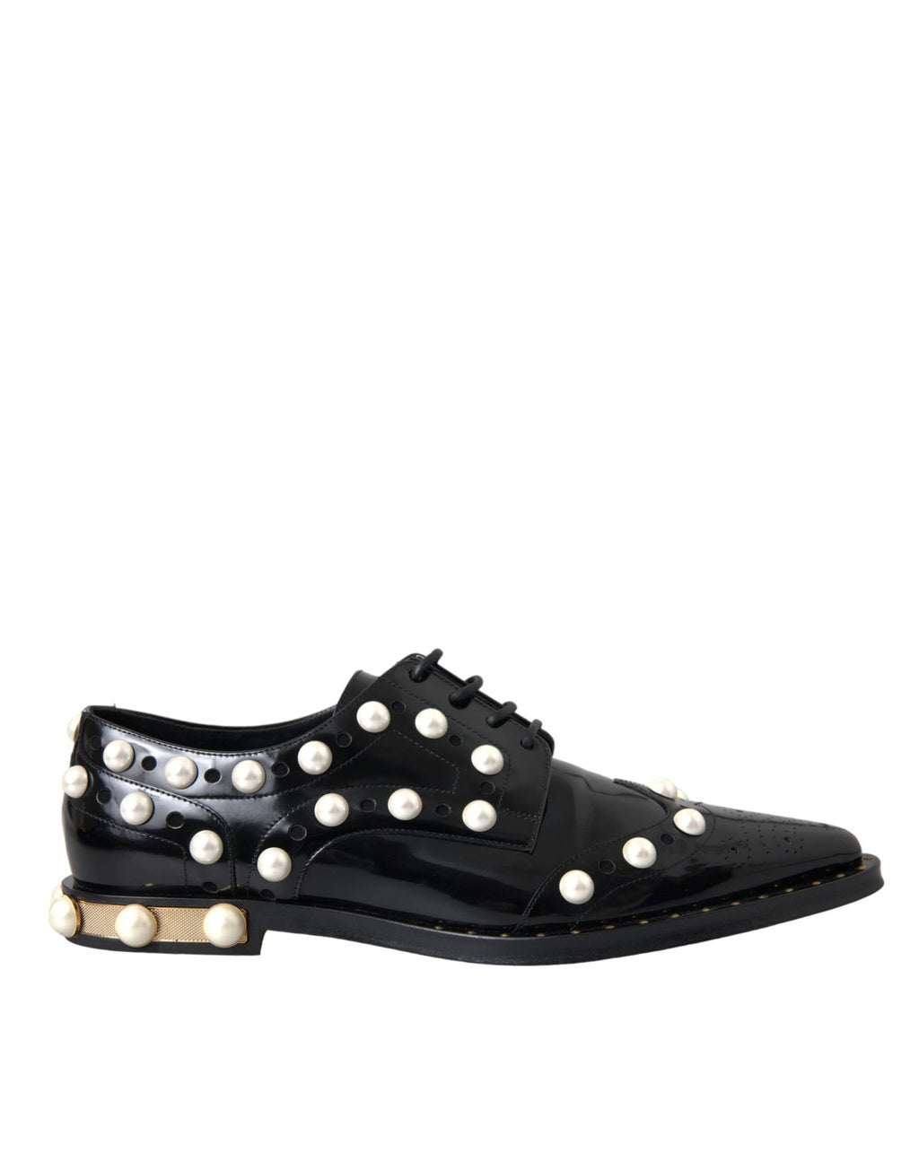 Chaussures Richelieu Dolce & Gabbana en cuir noir avec perles fantaisie