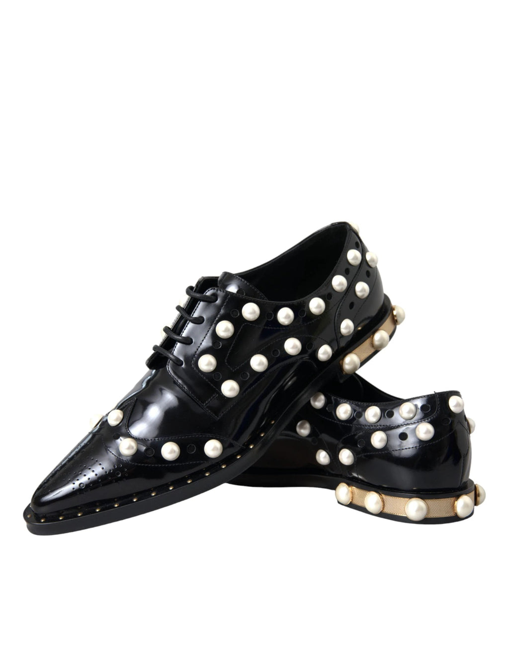 Chaussures Richelieu Dolce & Gabbana en cuir noir avec perles fantaisie