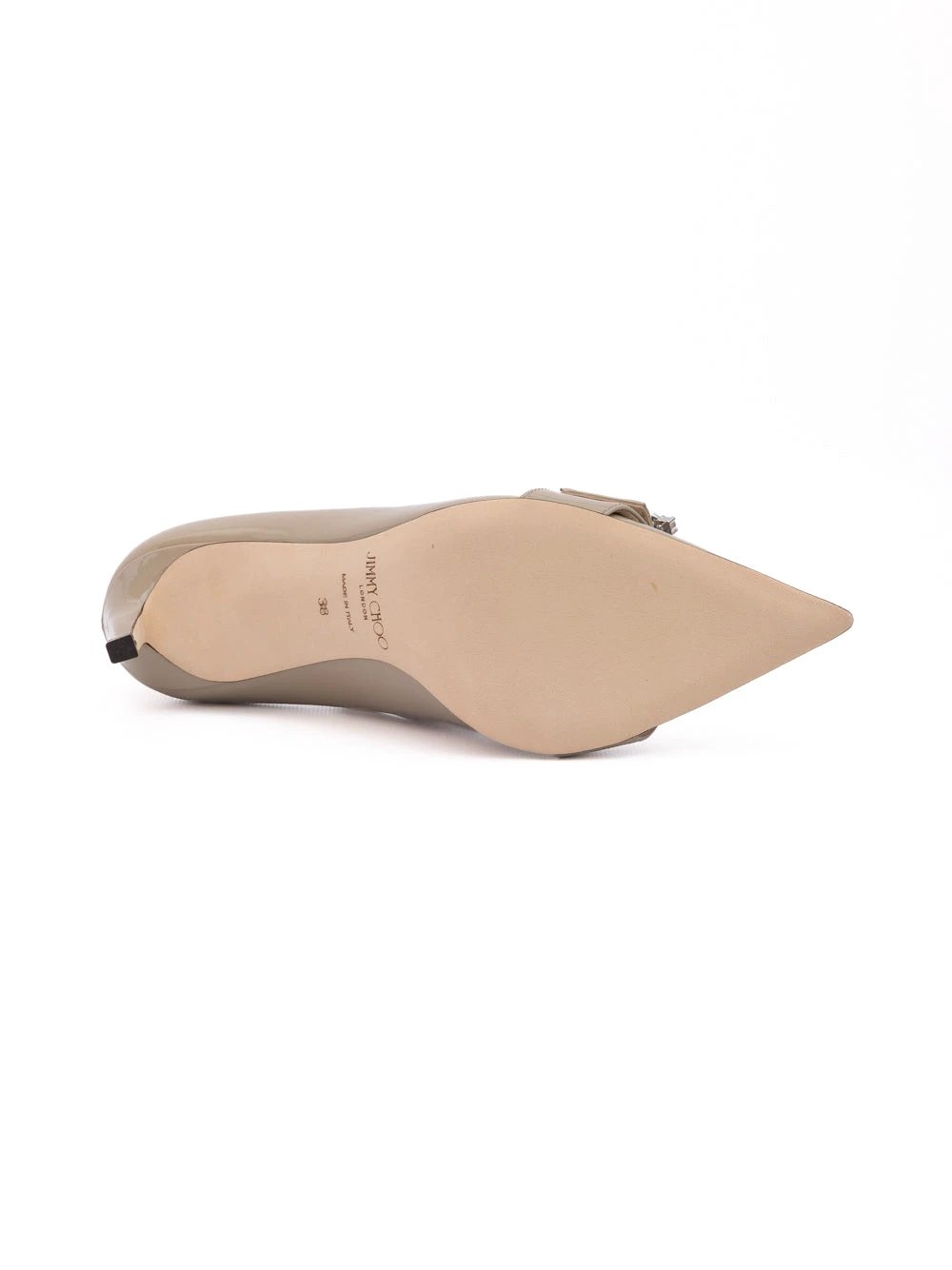 Escarpins Jimmy Choo Chery 85 en cuir verni gris taupe