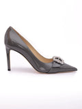 Escarpins Jimmy Choo Storm en cuir verni gris Chery 85
