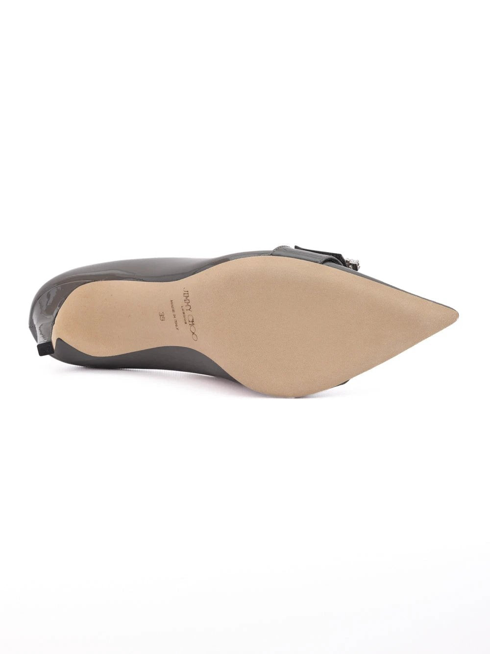 Escarpins Jimmy Choo Storm en cuir verni gris Chery 85