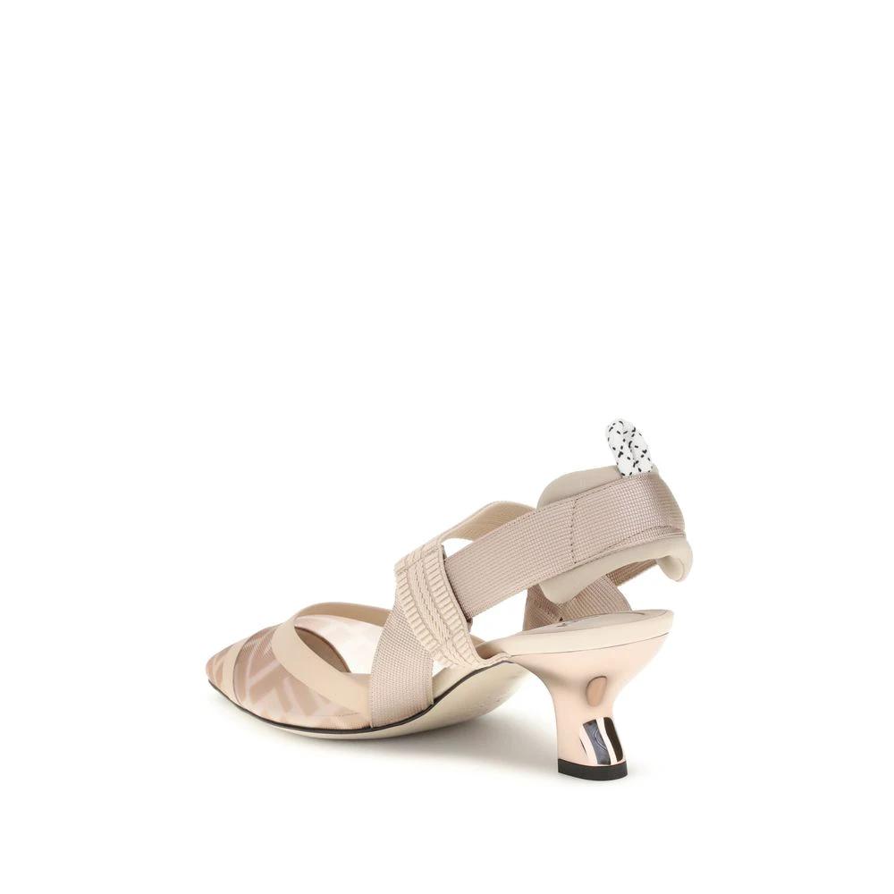 Escarpins Fendi en nylon beige à talon mi-haut