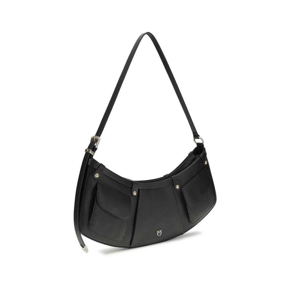Sac bandoulière PINKO Bos Taurus en cuir de veau noir