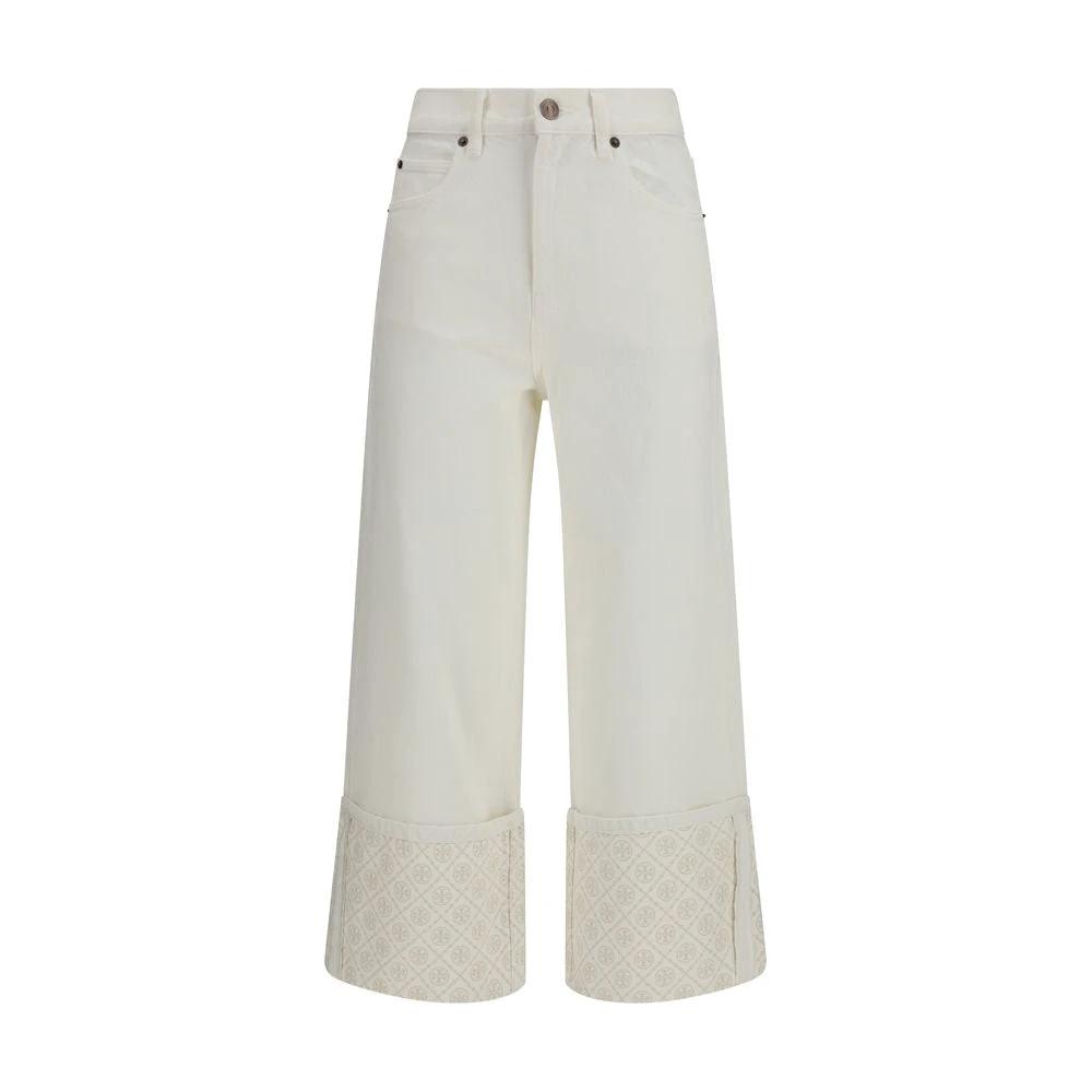 Jean droit en coton blanc Tory Burch