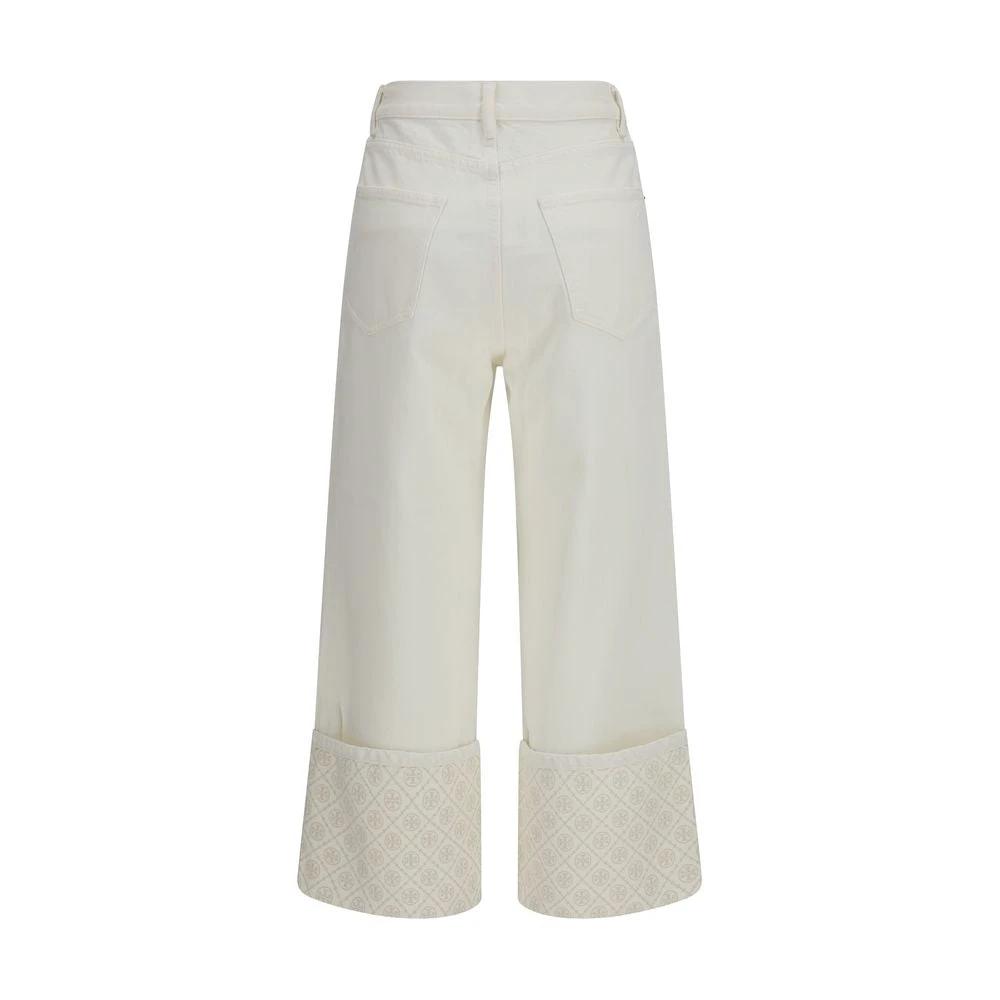 Jean droit en coton blanc Tory Burch