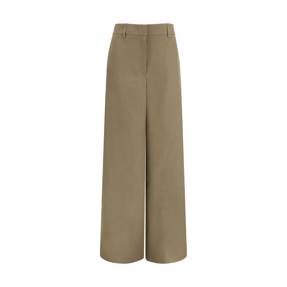 Pantalon décontracté en lin beige Giorgio Armani