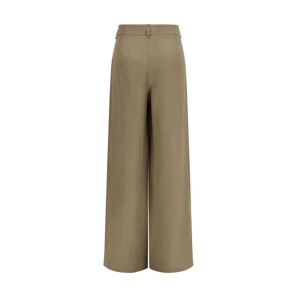 Pantalon décontracté en lin beige Giorgio Armani