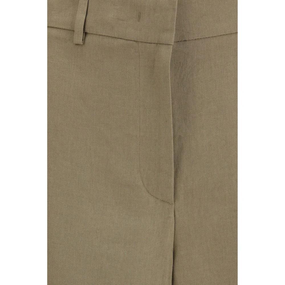 Pantalon décontracté en lin beige Giorgio Armani