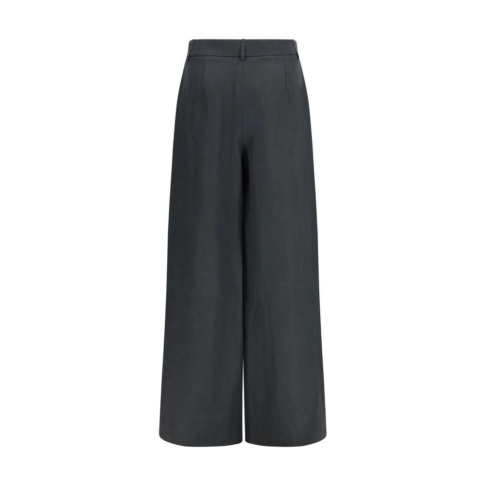 Pantalon décontracté en lin gris Giorgio Armani