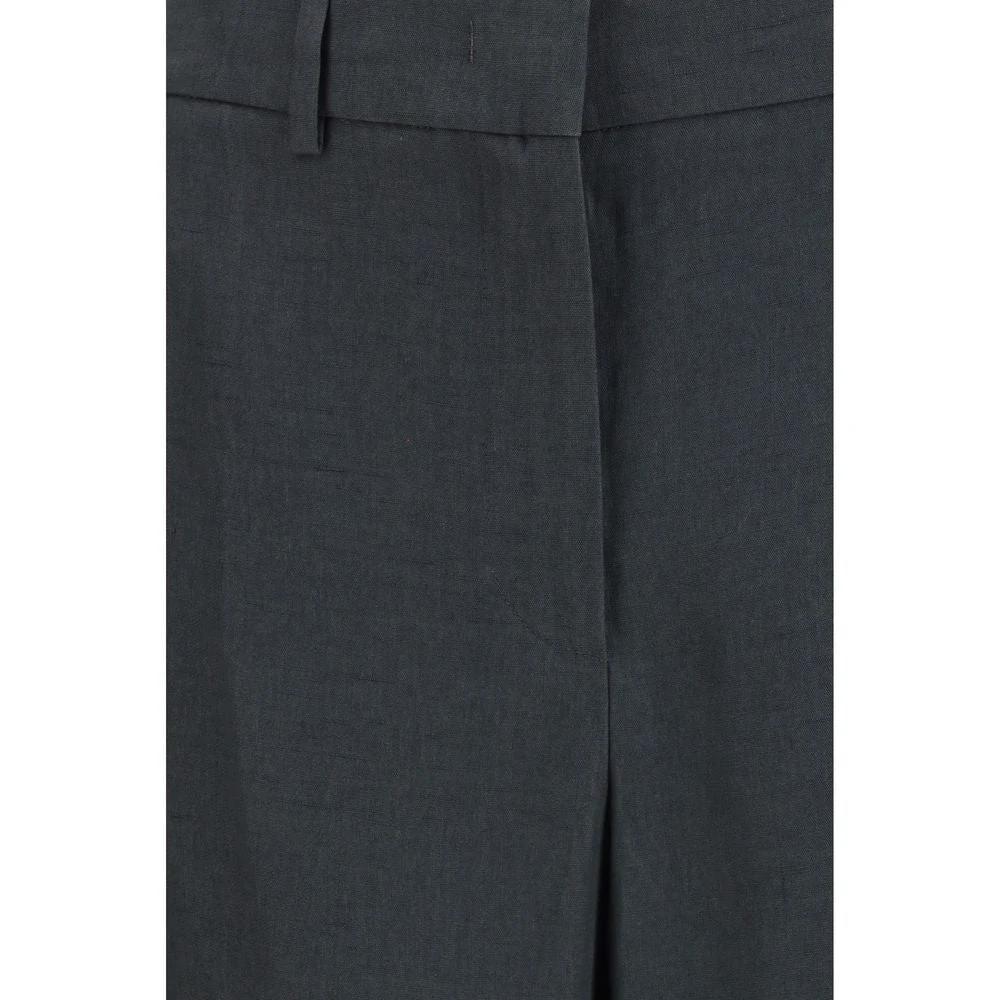 Pantalon décontracté en lin gris Giorgio Armani
