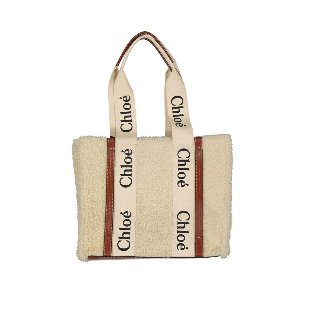 Sac cabas Chloé en fourrure d'agneau beige