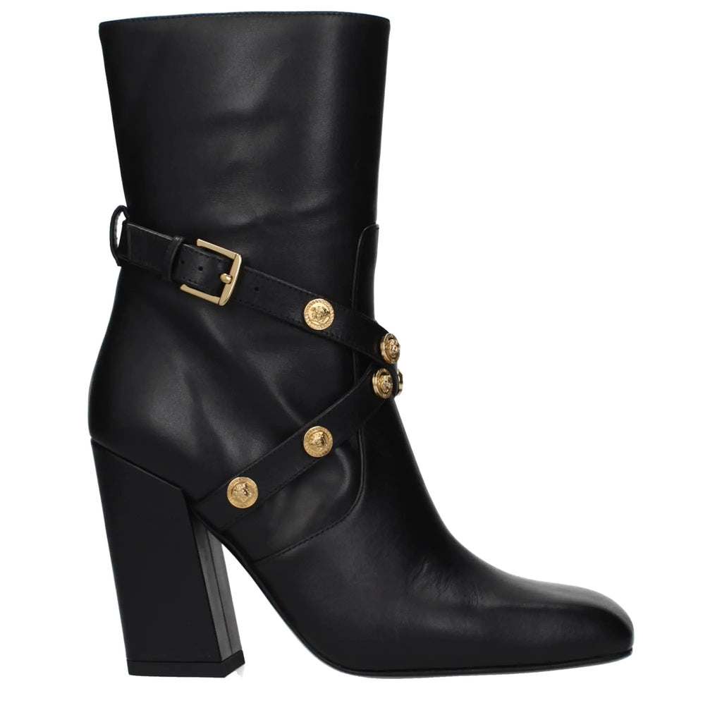 Bottines Versace en cuir noir