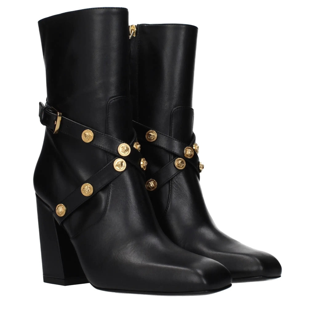 Bottines Versace en cuir noir