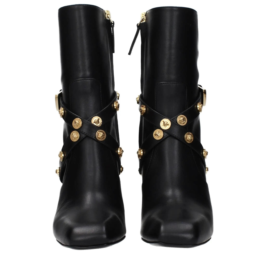 Bottines Versace en cuir noir